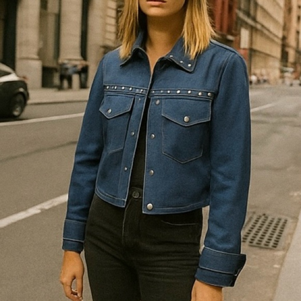 Vintage Sir Julian Western Studded Polyester Jacket with Snaps & Stitching 8